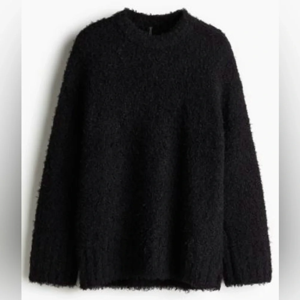 Black Boucle Crew Neck Sweater | Soft | Long Sleeve | M | NWT - Picture 4 of 13